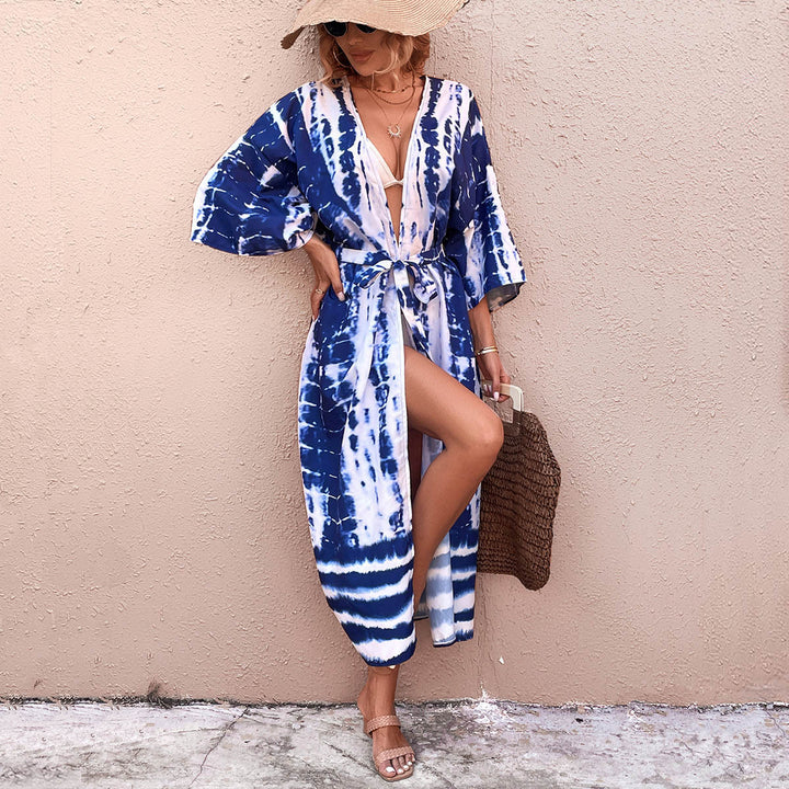 Damen Wickel-Kimono-Überwurf mit praktischem Bindegürtel Echo Archiv