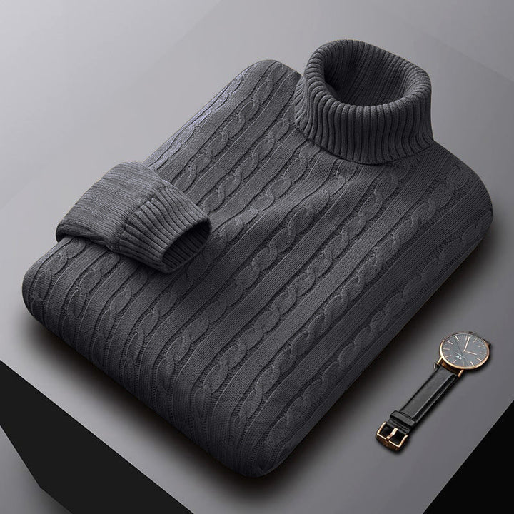 Herren nan grob gestrickter Rollkragenpullover mit Zopfmuster und wärmender Strickstruktur Echo Archiv