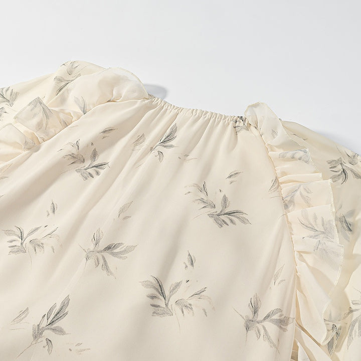 Damen Maxikleid mit eleganten Rüschendetails und floralem Druck Echo Archiv