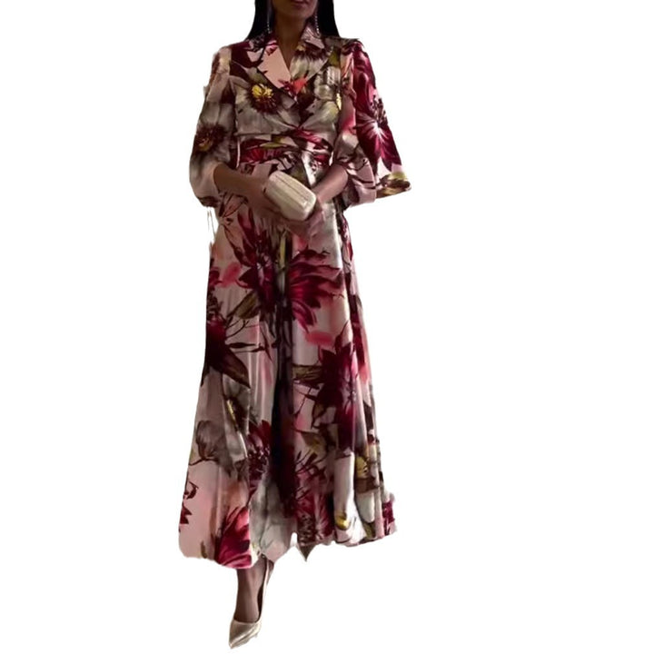 Damen nan Maxikleid mit Reverskragen, Kimonoärmeln und taillierendem Bindegürtel Echo Archiv