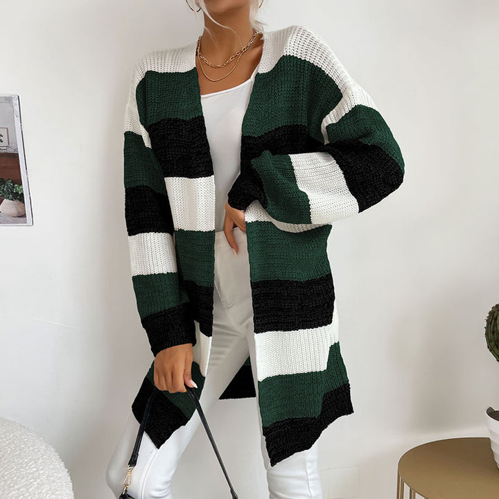 Damen Lässiger Strickmantel mit Streifen Echo Archiv