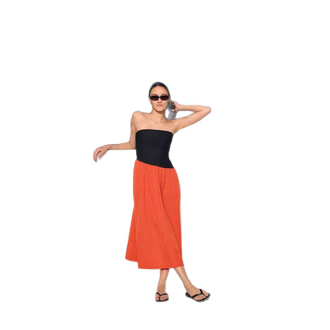 Damen ärmelloses Maxi-Kleid mit hochwertigem Oberteil und voluminösem Rock Echo Archiv