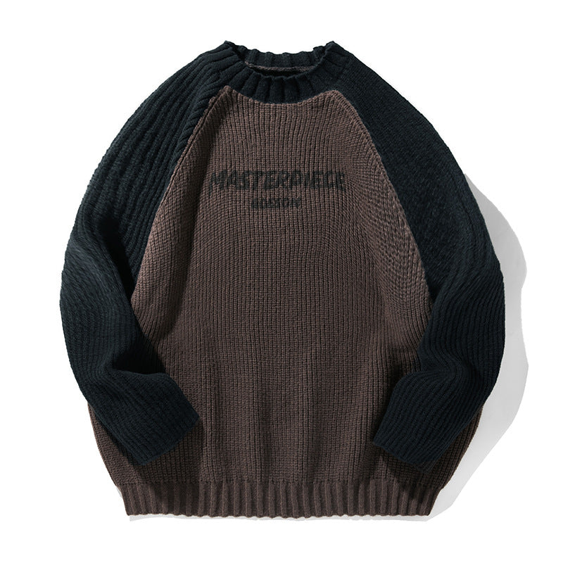 Unisex Oversize-Strickpullover mit Raglanärmeln, kontrastfarbenen Ärmeln und Rippstruktur Echo Archiv