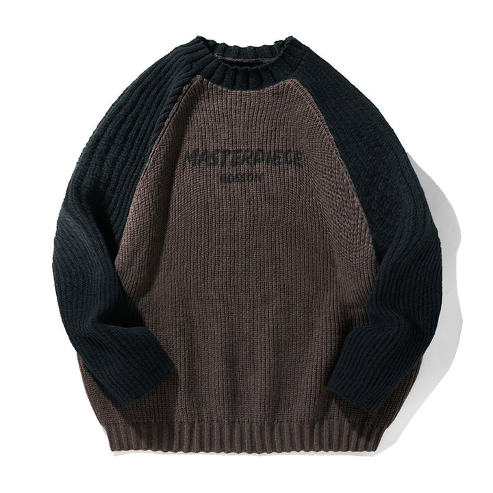 Unisex Oversize-Strickpullover mit Raglanärmeln, kontrastfarbenen Ärmeln und Rippstruktur Echo Archiv