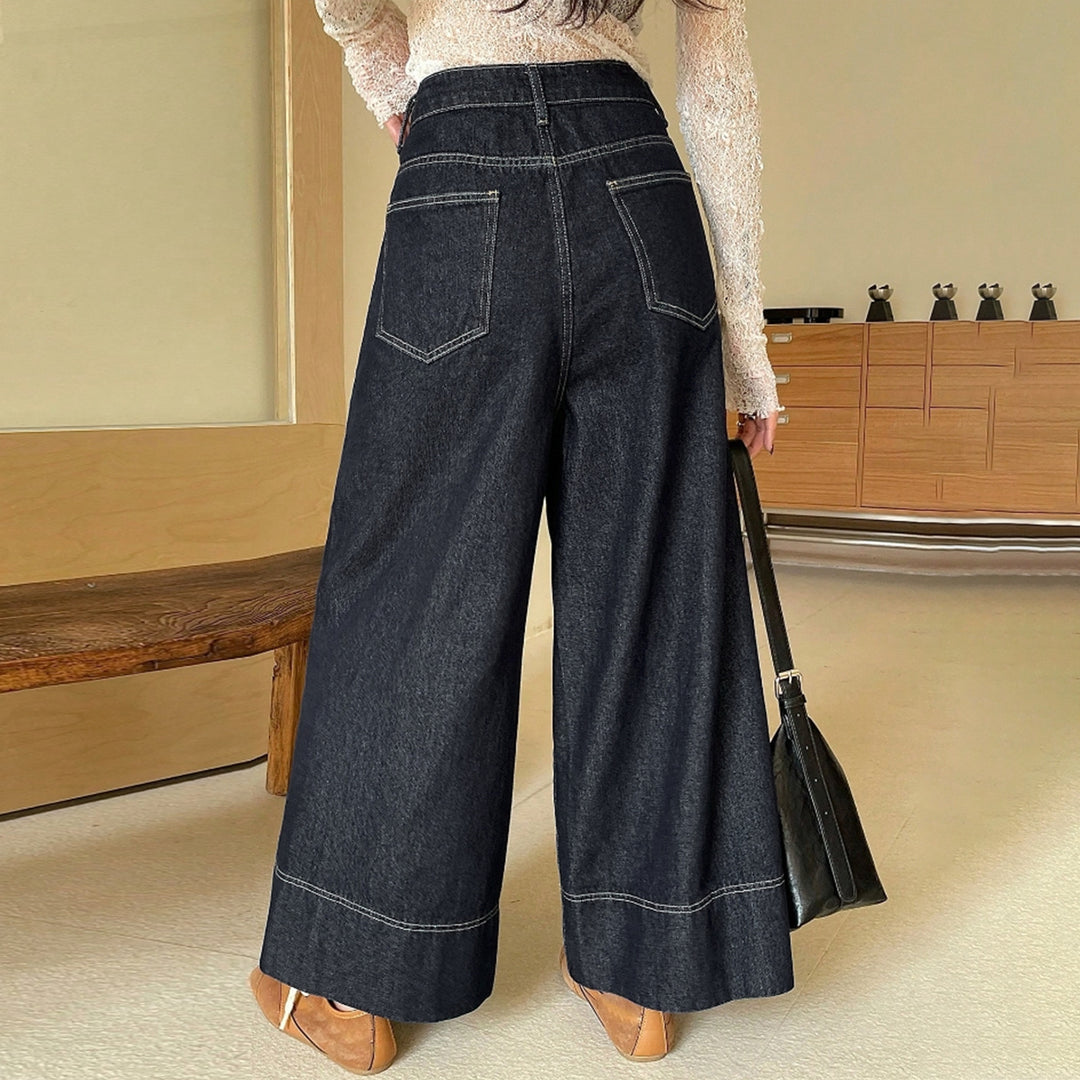 Damen High-Waist Culotte-Jeans aus schwerem Wide-Leg-Denim mit dekorativer Vordernaht Echo Archiv