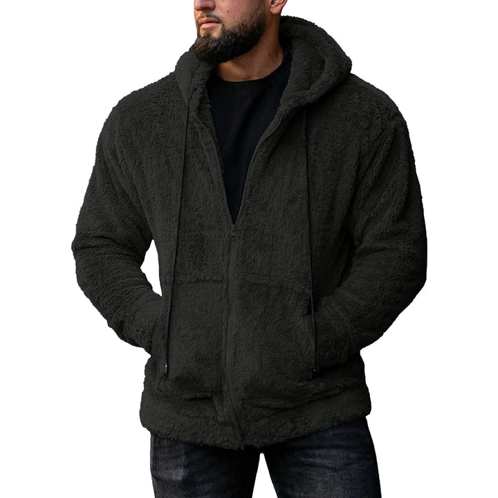 Herren kuschelige Fleecejacke mit Kapuze und seitlichen Taschen Echoarchiv