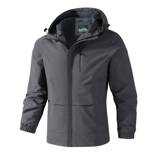 Herren Wasserdichte Softshell-Regenjacke mit Kapuze, Brust-Reißverschluss und Fleece-Innenkragen Echoarchiv