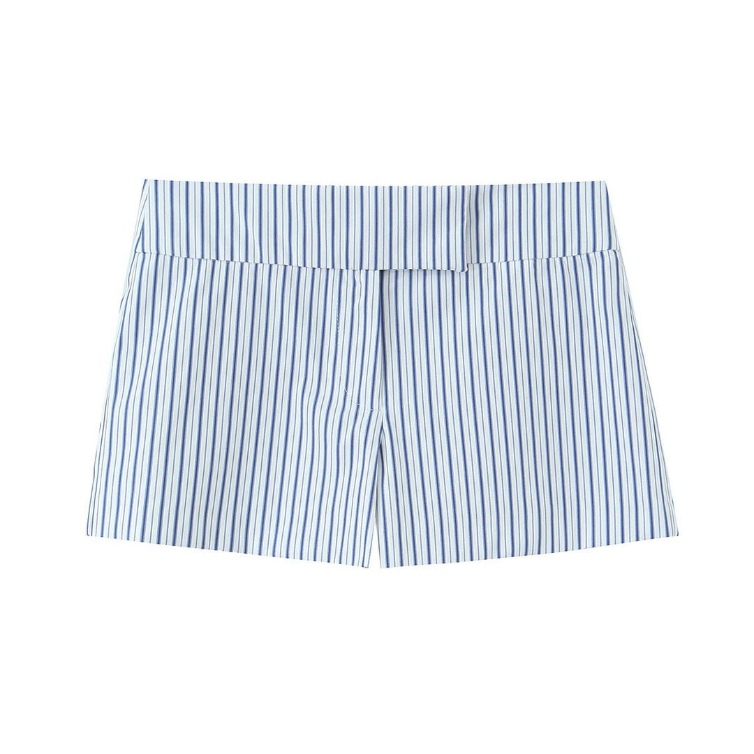 Damen elegante Shorts mit feinem Streifenmuster und hohem Bund Echo Archiv