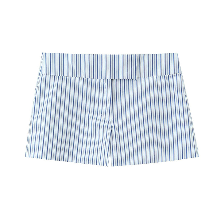 Damen elegante Shorts mit feinem Streifenmuster und hohem Bund Echo Archiv