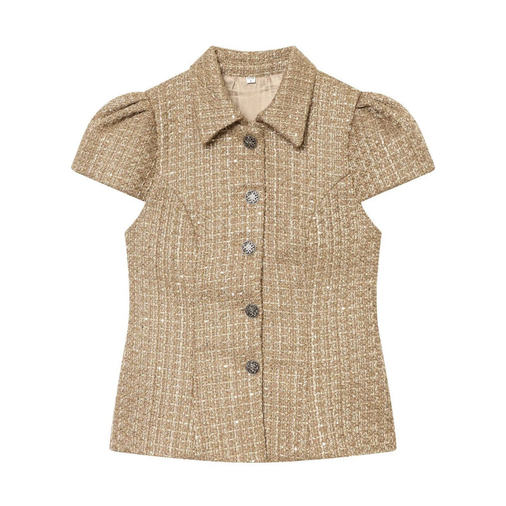 Damen elegante Bluse mit strukturiertem Gewebe und dekorativen Knöpfen Echo Archiv