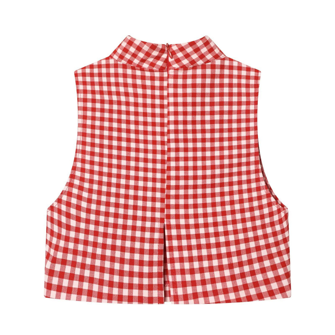 Damen Highwaist Karierte Hose mit Umschlagbund und weitem Bein Echo Archiv
