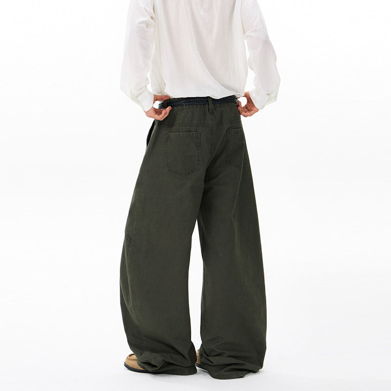 Herren Weite Twill-Palazzo-Hose mit tiefem Schritt und verstärkten Nähten Echo Archiv