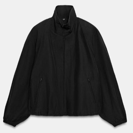 Damen Leichte Oversize-Windjacke im Bomberstil mit hohem Stehkragen und Kordelzug Echo Archiv