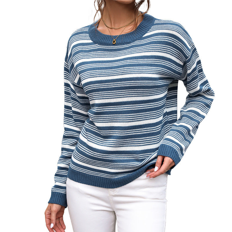 Damen Lässiger Strickpullover mit modernen Streifen Echo Archiv
