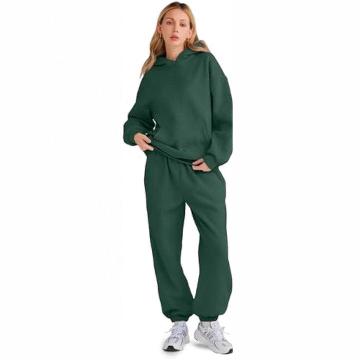 Damen Lässiges Hoodie-Jogging-Set aus French Terry mit Oversize-Kapuzenpullover und hochgeschnittener Jogginghose – Auréline