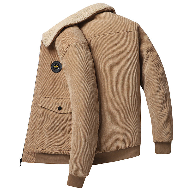 Herren nan Cordjacke mit Teddykragen, aufgesetzten Klappentaschen und elastischen Bündchen Echo Archiv
