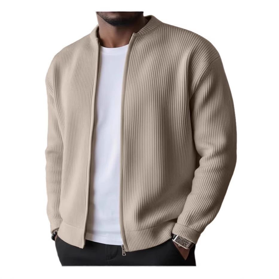 Herren Rippstrick Bomber Cardigan mit vollem Reißverschluss EB – Taviero
