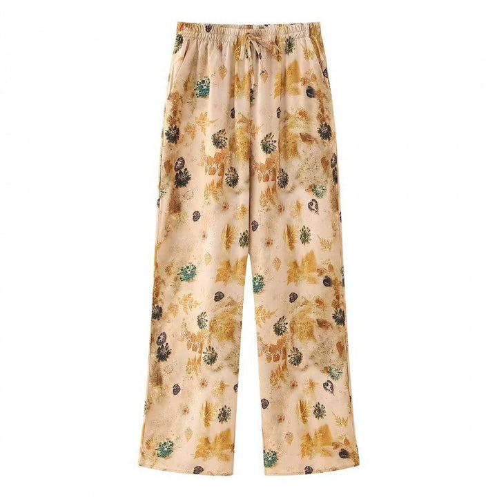 Damen Seidenähnliche Bluse mit floralem Aquarellprint, Hemdkragen und aufgesetzter Brusttasche Echo Archiv