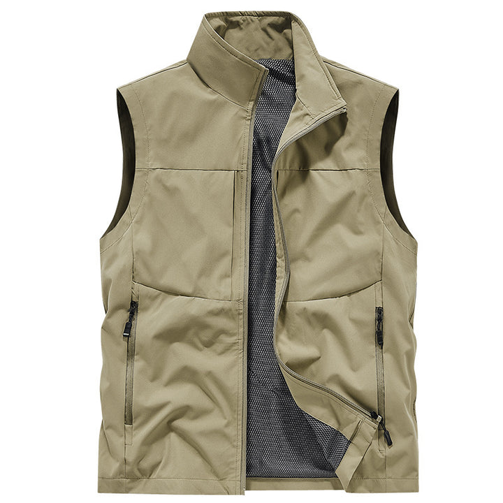 Herren Leichte Softshell-Outdoorweste mit Mesh‑Futter, Reißverschlusstaschen und Stehkragen – Marzano
