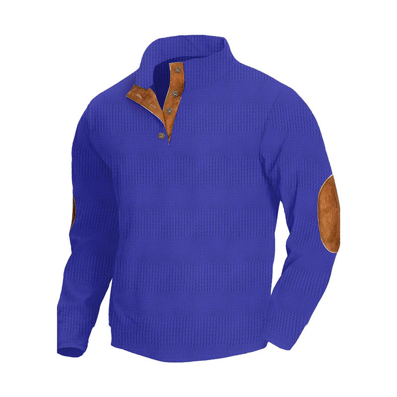 Herren modischer Pullover mit strukturiertem Design und Lederdetails Echoarchiv