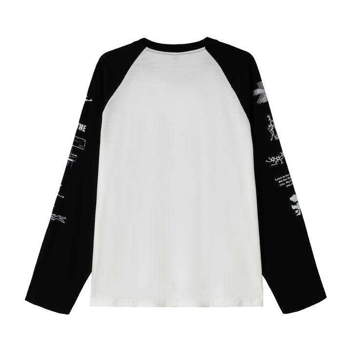Unisex Langarm-Raglanshirt mit grafischem Print und kontrastierendem Rundhalsausschnitt Echoarchiv