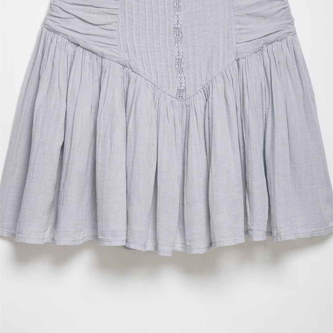 Damen luftiges Babydoll-Kleid mit Rüschendetails und elastischer Taillierung Echo Archiv
