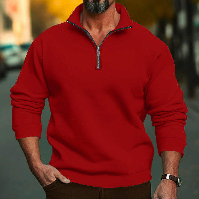 Herren Sweatshirt mit halblangem Reißverschluss und weichem Innenfutter – Marzano