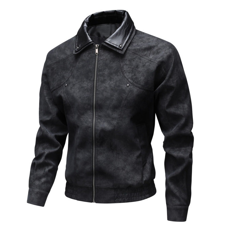 Herren Vintage-inspirierte Kunstleder-Blousonjacke mit kontrastkragen Echo Archiv