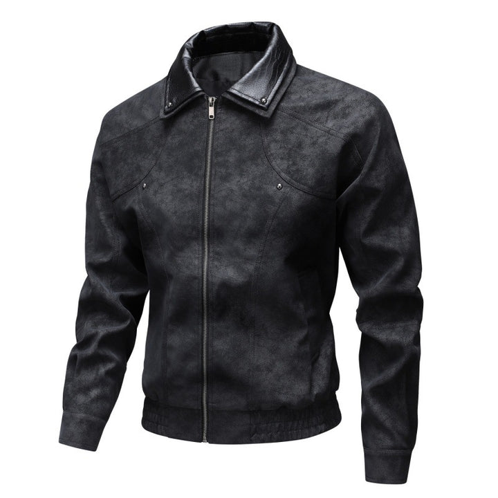 Herren Vintage-inspirierte Kunstleder-Blousonjacke mit kontrastkragen Echo Archiv