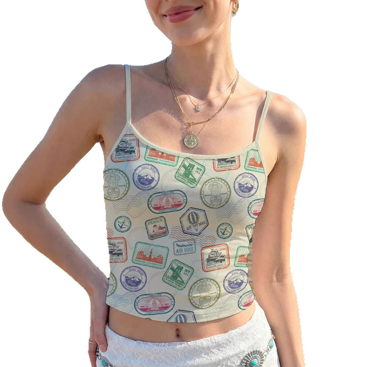 Damen Crop-Top mit kreativem Grafikdruck Echo Archiv