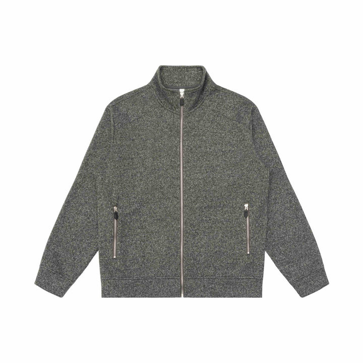Damen Zipjacke aus meliertem Teddy-Fleece mit Stehkragen und Reißverschlusstaschen Echoarchiv