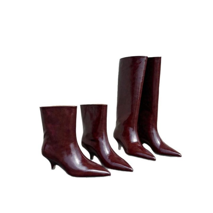 Damen spitz zulaufende Stiefelette mit sculpted Kitten-Absatz und mid-calf Schaft Echo Archiv