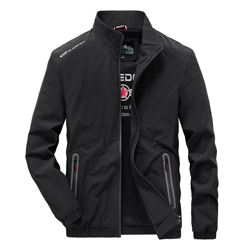 Herren Leichte Softshell-Windjacke mit Stehkragen wasserabweisenden Reißverschlüssen und Mesh-Innenfutter – Taviero