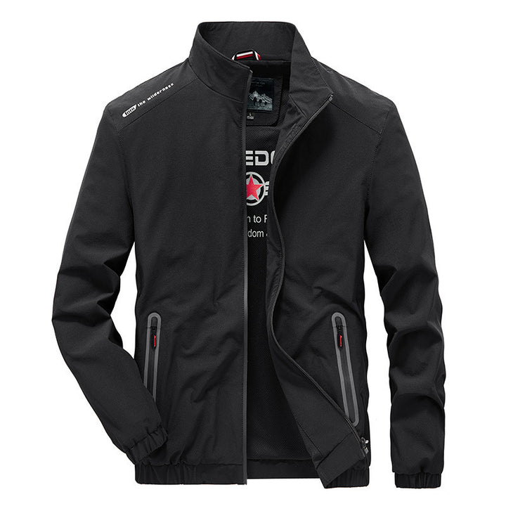 Herren Leichte Softshell-Windjacke mit Stehkragen wasserabweisenden Reißverschlüssen und Mesh-Innenfutter – Taviero