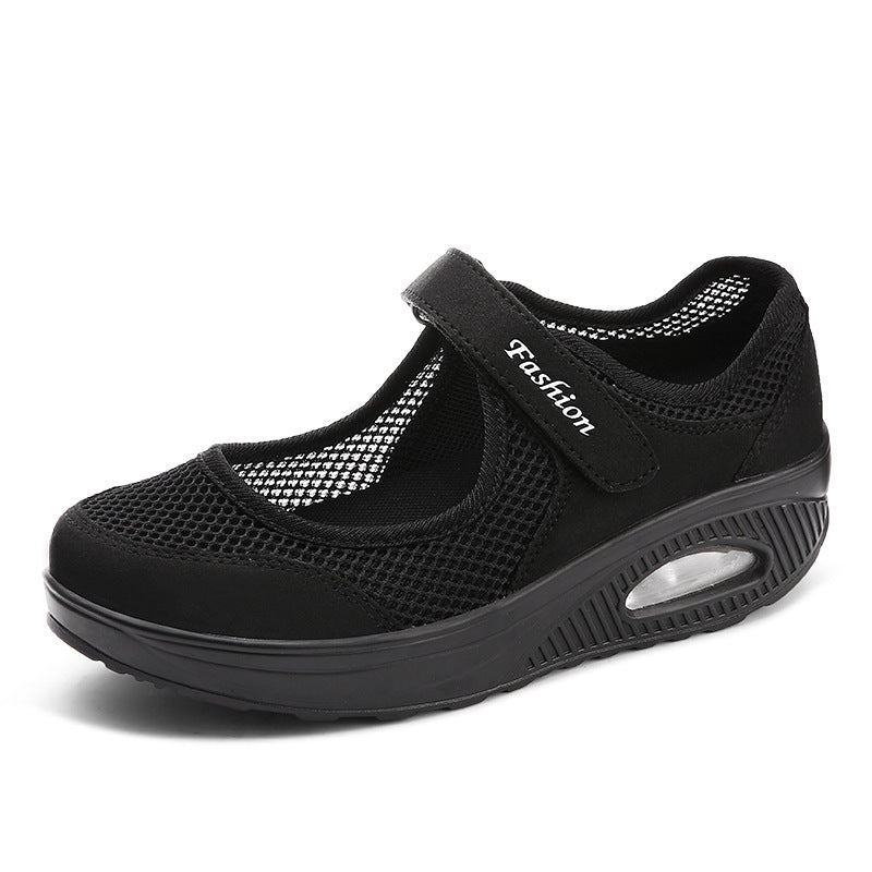 Damen Sportliche Mary-Jane Wedgesneaker mit Luftpolster und atmungsaktivem Mesh – Névara