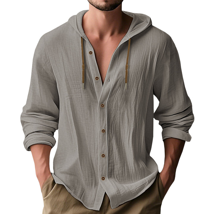 Herren lässige Kapuzenshirtjacke mit Knopfleiste und praktischen Taschen Echoarchiv