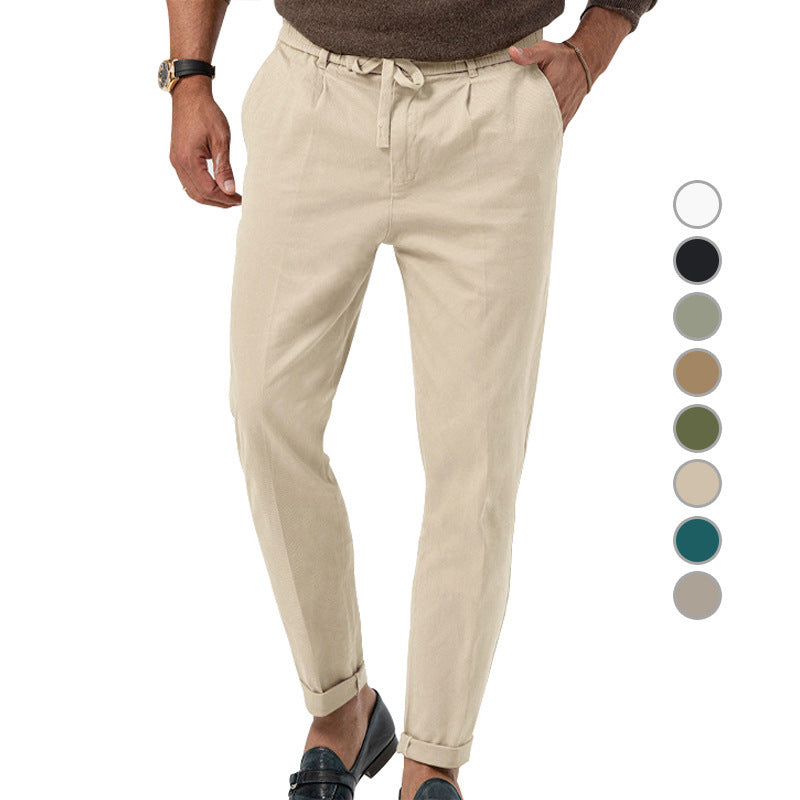 Herren Elegante Leinenhose mit elastischem Bund und praktischen Taschen Echoarchiv