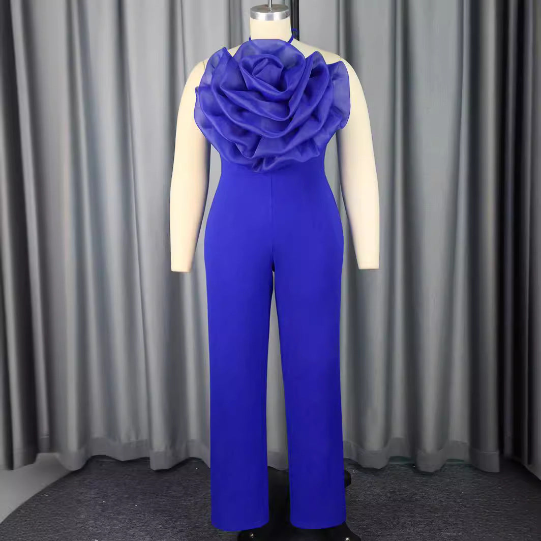 Damen eleganter Jumpsuit mit voluminösem Blumenkragen Echo Archiv