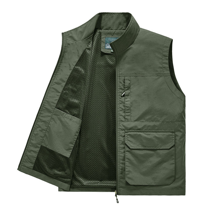 Herren Multifunktionale Utility‑Weste mit Mesh‑Futter, Reißverschluss & Mehrfachtaschen Echoarchiv