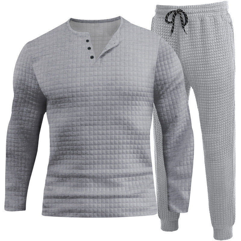 Herren Dreiteiliges Set mit strukturiertem Langarmshirt und Jogginghose Echoarchiv