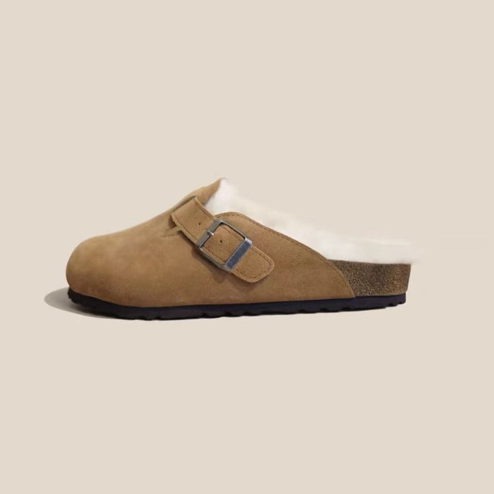 Damen gefütterte Clog-Pantoffel mit verstellbarer Metallschnalle und anatomischem Korkfußbett – Lioré