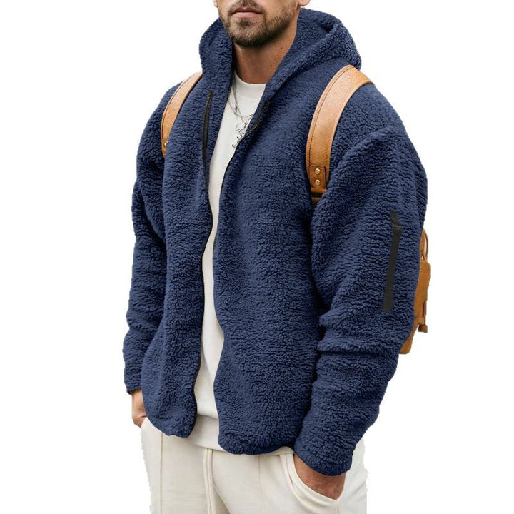 Herren nan Teddy-Fleece Zip-Jacke mit Kapuze, verdecktem Zwei-Wege-Reißverschluss und Ärmeltasche Echo Archiv