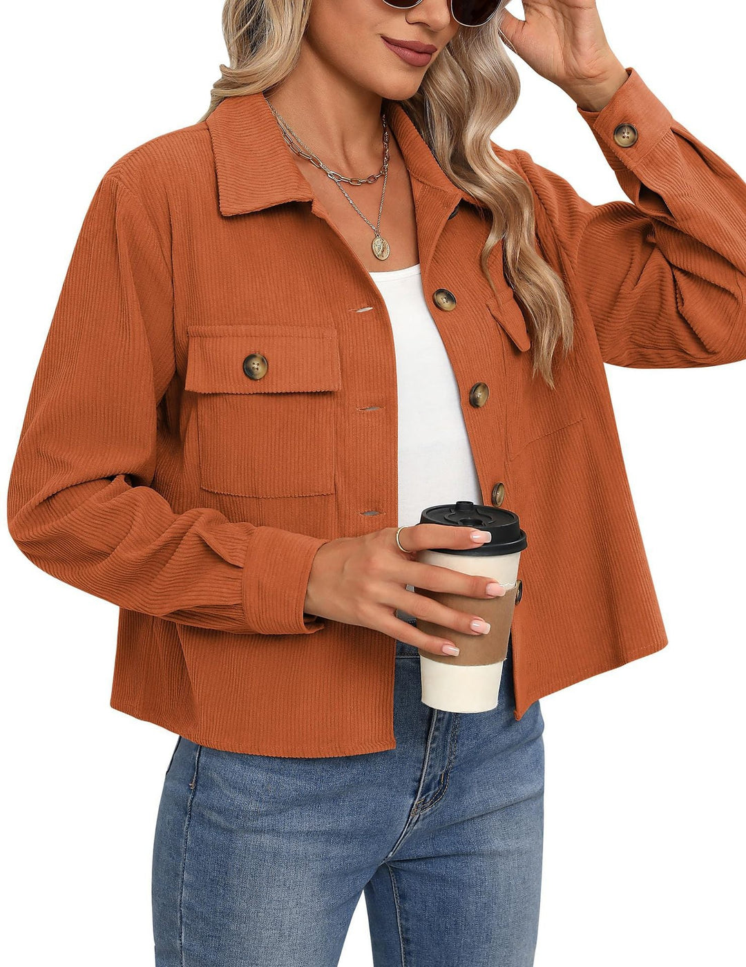 Damen Cordjacke mit zwei Brusttaschen Echoarchiv