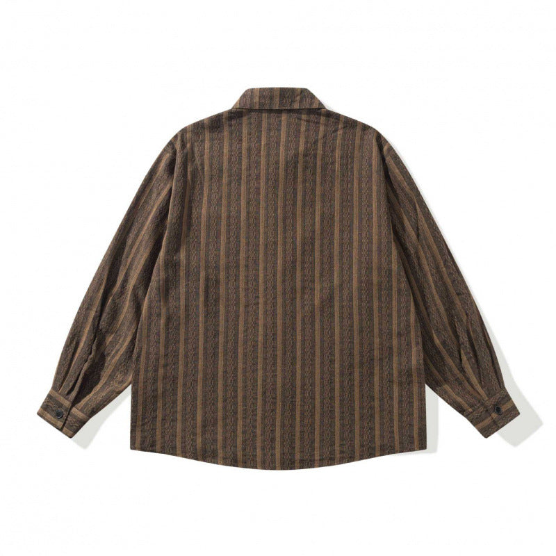Unisex Lockeres Oversize-Hemd aus Leinenmix mit feiner Waffelstruktur und Brusttasche Echo Archiv