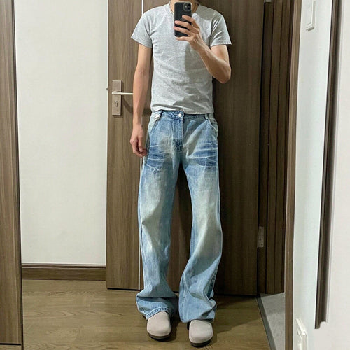 Herren Lässige Weitgeschnittene Jeans Echoarchiv 1788342483