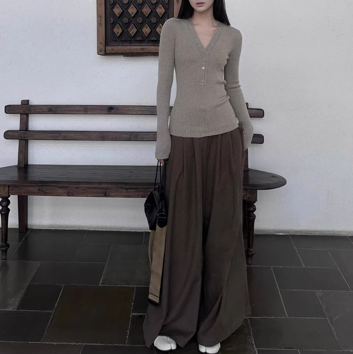 Damen Elegante weite Hochbundhose Echoarchiv