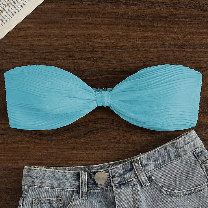Damen Bandeau-Bikini-Oberteil mit Plissee-Design Echo Archiv