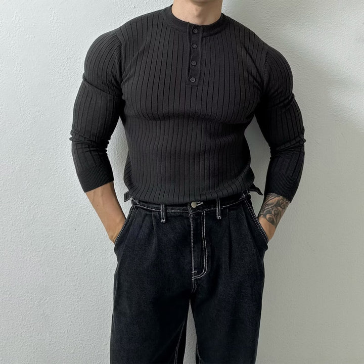 Herren Elegantes Langarmshirt mit Knopfleiste Echo Archiv