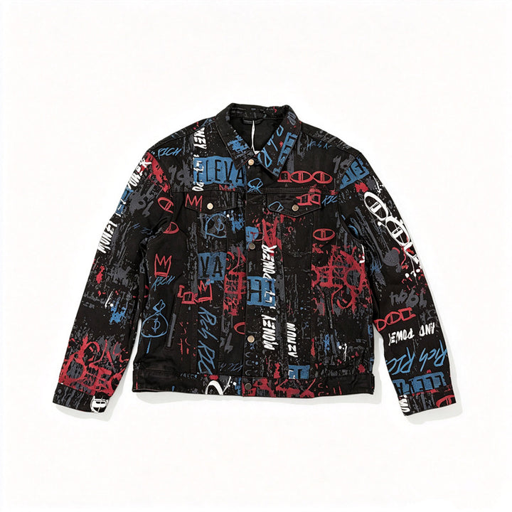 Herren Stilvolle Graffiti-Jeansjacke Echoarchiv