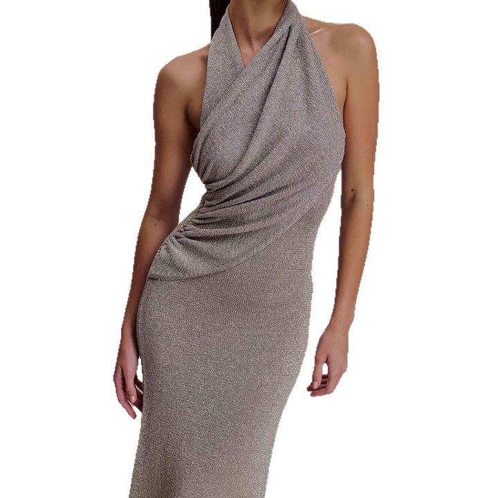 Damen Elegantes Maxikleid mit schimmerndem Stoff und raffiniertem Wickeldetail Echo Archiv
